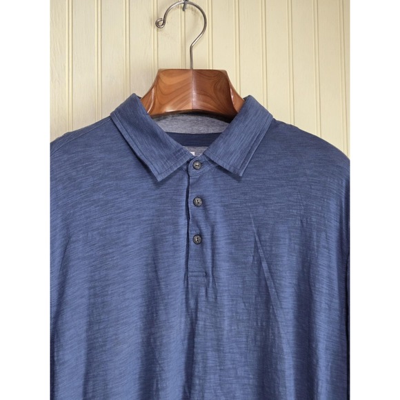 Joseph Abboud Polo Shirt Mens 2XL Blue Cotton Modal Slub Short Sleeve Casual - Picture 1 of 6